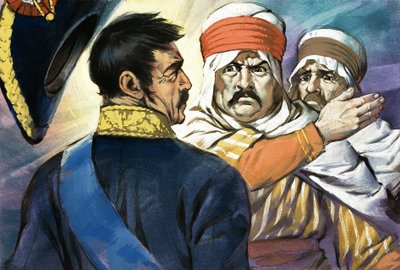 Neznámý muž ve středovýchodním nebo severoafrickém oblečení uštědřil facku jinému muži od Angus McBride