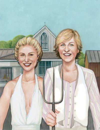 Ellen a Portia, 2008 (akryl na ilustrační tabuli) od Anita Kunz