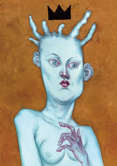 Královna s korunou, 2016 (akrylová barva na ilustrační tabuli) od Anita Kunz