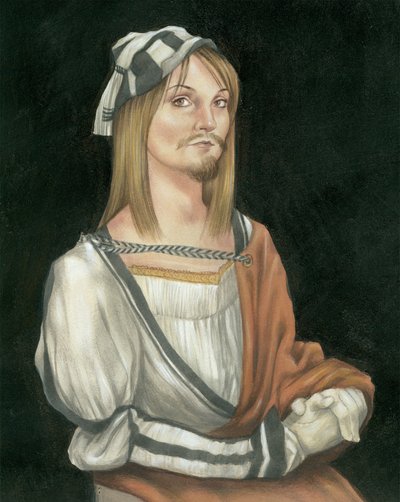 Autoportrét s chloupky na obličeji, 2011 (akrylová barva na ilustrační tabuli) od Anita Kunz