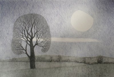 Únorový měsíc, 2010 (barevná tužka na papíře) od Anna Phillips