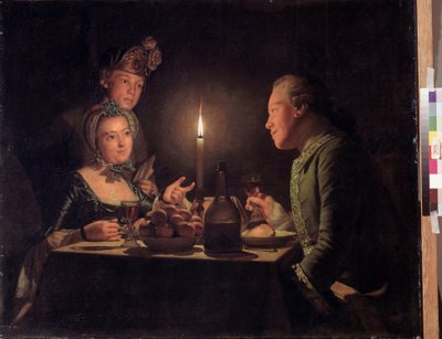 Večeře při svíčkách (večeře při svíčkách). Obraz Anny Dorothey Therbusch Lisiewské (1721-1782). Olej na plátně, 95,5 x 117 cm od Anna Dorothea Lisiewska