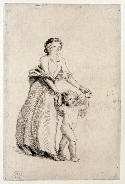 „Amor vede dívku se zavázanýma očima“, 1912 od Anna Lea Merritt