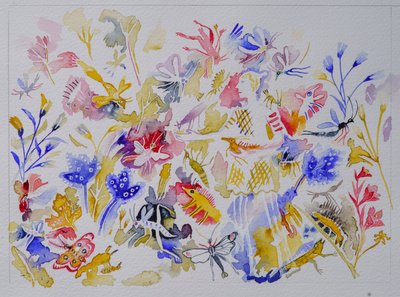 Svět brouků, 2023 (akvarel) od Anna Pugh