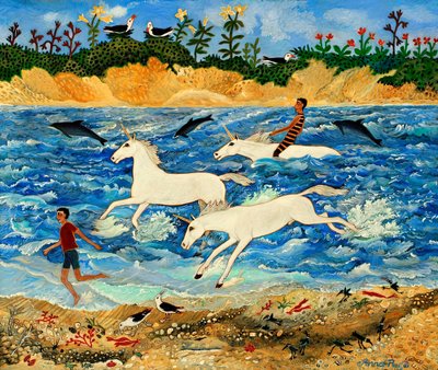 Cvičení jednorožce, 2012 (akryl) od Anna Pugh