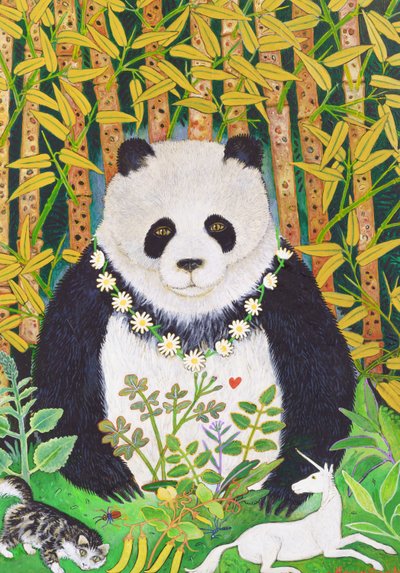 Panda a přátelé, 2021 (malba) od Anna Pugh