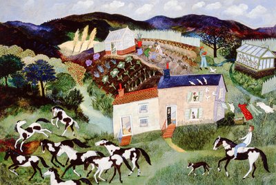 Sbírání brambor, 2001 (akryl) od Anna Pugh