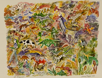 Svatý František, 2023 (akvarel) od Anna Pugh