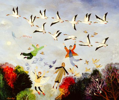 Trampolína v zimě, 2007 (akryl) od Anna Pugh