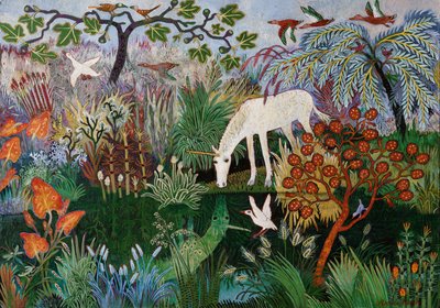 Bazén s jednorožcem, 2018 (akryl) od Anna Pugh