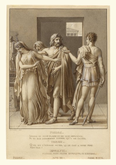 Faidra odmítá Theseova objetí od Anne-Louis Girodet de Roucy-Trioson