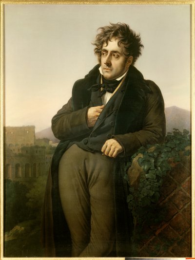 Portrét Francoise Reneho, vikomta z Chateaubriand (1768-1848) meditujícího nad troskami Říma před výhledem na Colisee od Anne-Louis Girodet de Roucy-Trioson