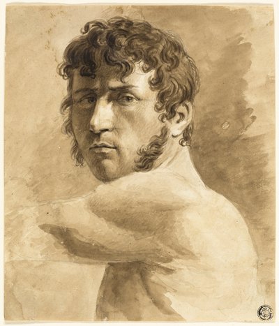 Busta mužského aktu (recto); portrétní skica muže s náčrtky žen (verso) od Anne Louis Girodet de Roussy Trioson