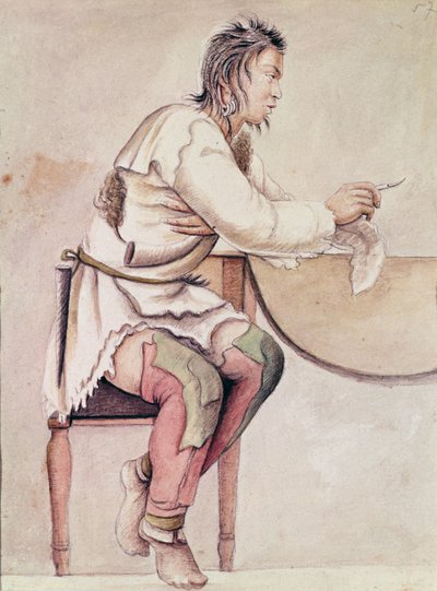 Portrét Indiána (Red Jacket) (akvarel na papíře) od Anne Marguerite Hyde de Neuville