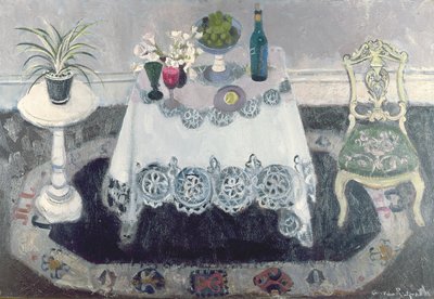 Šedobílý interiér (olej na plátně) od Anne Redpath