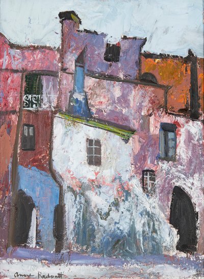 Středomořská vesnice (olej na palubě) od Anne Redpath