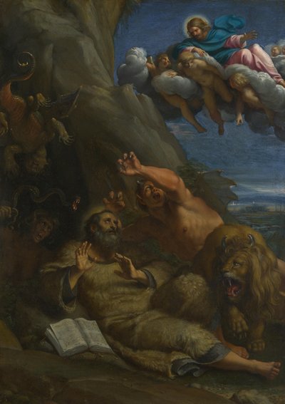 Kristus se zjevil svatému Antonínu opatovi během jeho Pokušení, c. 1598 od Annibale Carracci