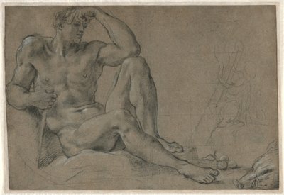 Hercules odpočívá (recto); Lopatková nádoba s rukojetí (verze) od Annibale Carracci