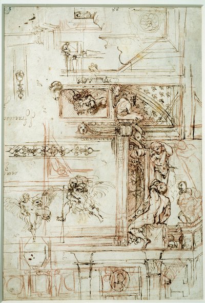 Projekt pro galerii Farnese. Kresba Annibal Carracci Dit Carrache (1560-1609) od Annibale Carracci
