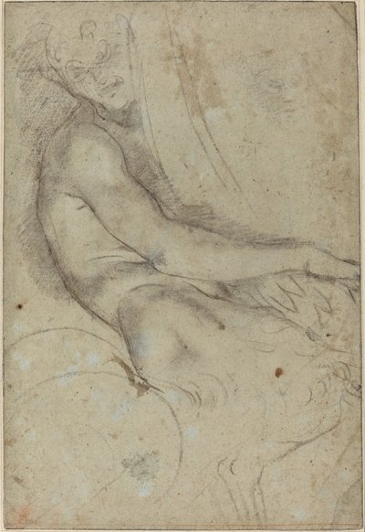 Satyr drží kruh od Annibale Carracci