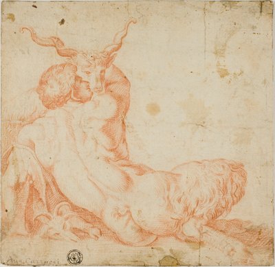 Satyr a koza od Annibale Carracci
