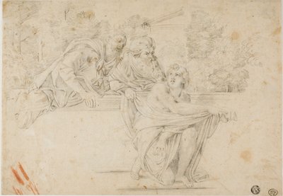 Susanna a starší (recto); Profil Hlava ženy (verze) od Annibale Carracci