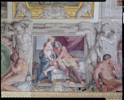 Detail Galleria di Carracci Carracci Hall Jupiter a Juno, freska 1597-1604 od Annibale Carracci