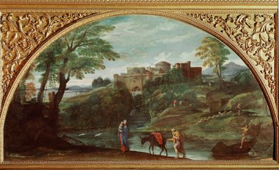 Let do Egypta. Obraz Annibale Carracci dit Carrache (1560-1609). Rozměr: 122 x 230 cm. Galleria Doria Pamphilj, Řím, Itálie. od Annibale Carracci