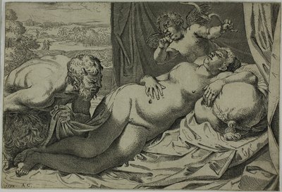 Venuše a Satyr od Annibale Carracci