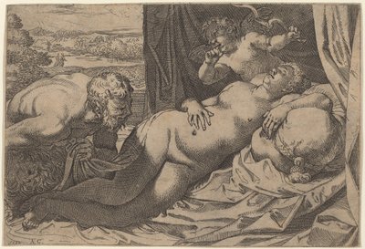 Venuše a satyr od Annibale Carracci