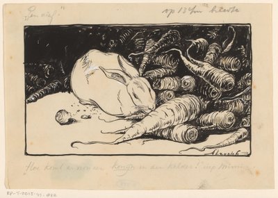 Králík hlodá mrkev od Anny Leusink (signed by artist)