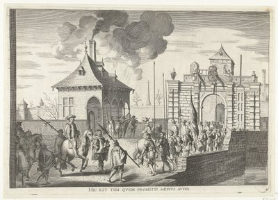 Aankomst bij de Brugse portt van Gent; intocht van Ferdinand te Gent v roce 1635 (č. 4) Zde je ten, který často slyšíte slibovaný (název na objektu) Brána Brugens, kde Ser. Kardinál vstoupil do města od Anonymous