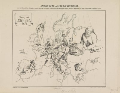 Vizuální válečná scéna / Mapa Evropy v roce 1859 (název na objektu) od Anonymous