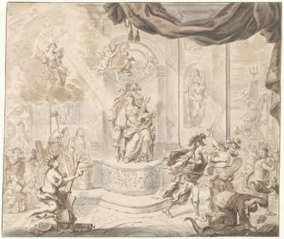 Alegorie vyhnání obchodníků s větrnou burzou z Amsterdamské burzy, 1763 od Anonymous