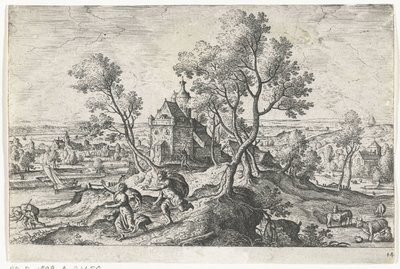 Apollo pronásleduje Daphne Krajiny s mytologickými a biblickými scénami (název série) od Anonymous