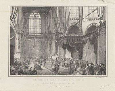Přísaha H. M. krále Viléma III. v Nieuwe Kerk v Amsterdamu 12. května 1849 (název na předmětu) od Anonymous