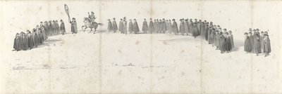 Pohřeb zesnulého krále Willema II v Delftu 4. dubna 1849 (strana 2) Pět souvislých listů pohřebního průvodu Viléma II v roce 1849 (název série) od Anonymous