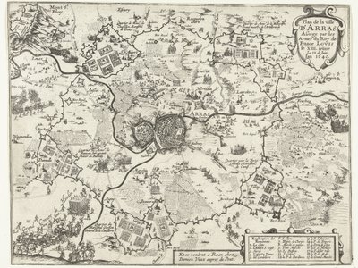 Dveře Beleg van Arras od Fransena, 1640 Plán města Arras obleženého pažemi francouzského krále Ludvíka XIII.iesme 12. června. rok 1640 (název na předmětu) od Anonymous