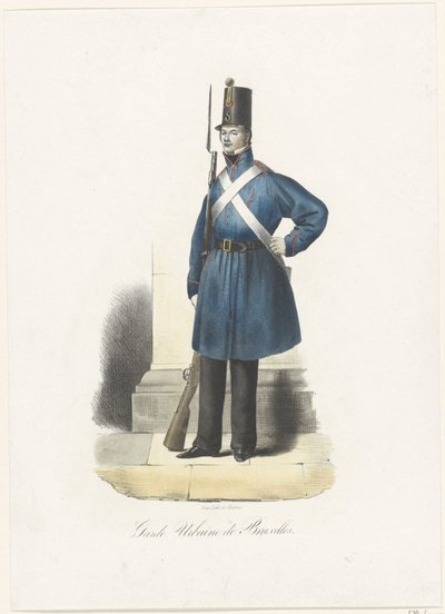 Belgická městská stráž, 1830 Garde Urbaine de Bruxelles (název na objektu) od Anonymous