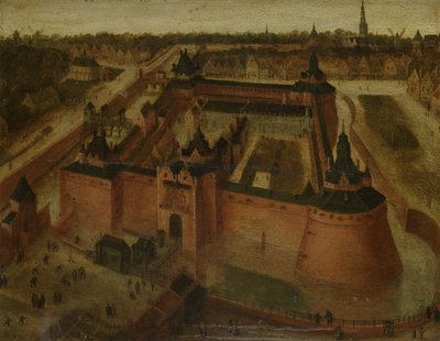 Pohled z ptačí perspektivy na hrad Vredenburg (Vredeborch) v Utrechtu od Anonymous