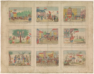List s 9 vyobrazeními historických událostí v letech 1813-1814 (název na objektu) od Anonymous