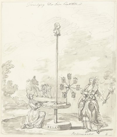 Zkáza staré ústavy, výzdoba na trhu s máslem, 1795 Zničení staré ústavy / trh s máslem (název na předmětu) od Anonymous