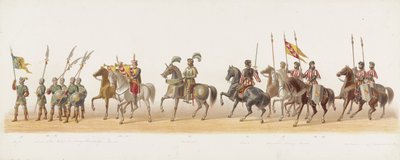 Delftský průvod z roku 1873 (čtvrtá deska) Kostýmovaný průvod pořádaný členy delftského studentského sboru dne 8. července 1873, zobrazující vjezd Karla van Egmonda, vévody z Gelre, hraběte ze Zutphenu, do Arnhemu v roce 1492 (série t od Anonymous