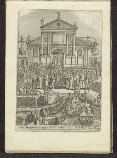 Doge en Serenissima Signoria voor de kerk van San Giorgio Maggiore te Venetië Scènes uit het Venetiaanse leven (název série) Habiti d