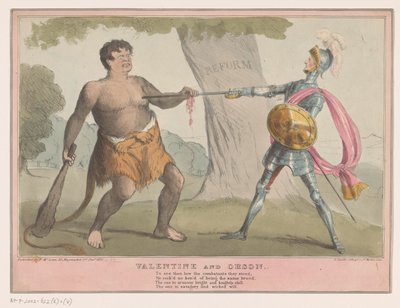 Anglická politická karikatura, 1835 Valentine a Orson (název na objektu) od Anonymous