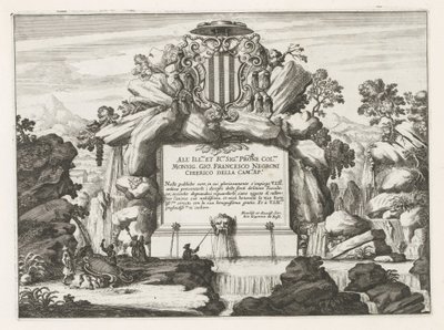 Fontána s věnováním a erbem od Giovanniho Francesca Negroniho Fontane delle ville di Frascati (název série) Fountains of Frascati (název série) od Anonymous