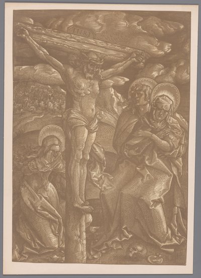 Fotoreprodukce šerosvitového dřevorytu Kristus na kříži od Hanse Baldunga Griena od Anonymous