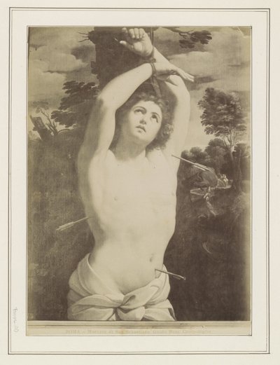 Fotoreprodukce obrazu Guida Reniho, zobrazující mučednickou smrt svatého Šebestiána ROMA - Martirio di San Sebastiano, Guido Reni. Campidoglio (název na objektu) od Anonymous
