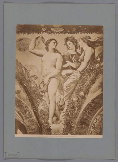 Fotoreprodukce fresky Amor en Psyche v Loggia di Psiche, Villa Farnesina te Rome Řím. Amor a Psyché. Farnesina (titul na objektu) od Anonymous