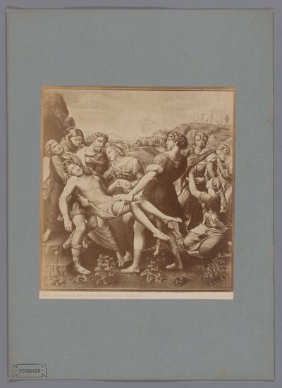 Fotoreprodukce obrazu Sestup z kříže od Raphaela, ve sbírce Galleria Borghese v Římě Romové. Žluč. Borghese. Vklad. Raffaello (název na objektu) od Anonymous
